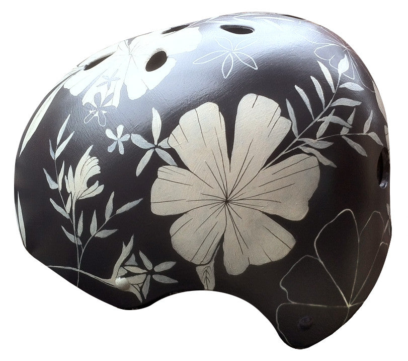 Black and Tan Floral Bike Helmet | Inkwell Helmets